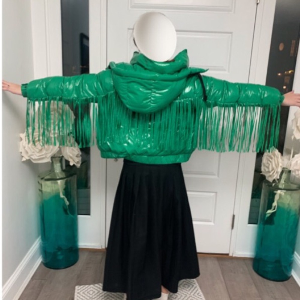 Fun&fun neon green fringed coat